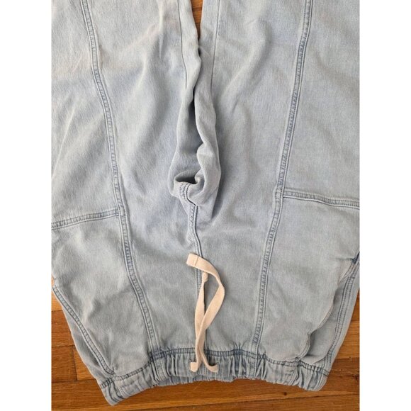 Aerie Me-Day Tie Waist Pant Y2K pull on jeans wide leg Light Blue Small A001483 - Picture 4 of 8